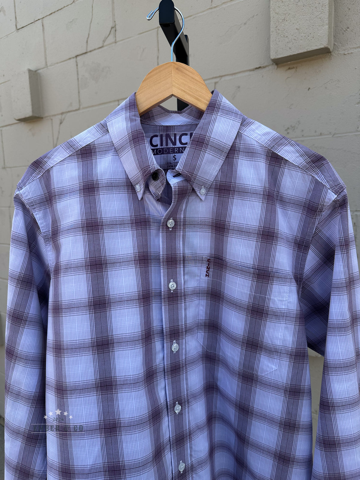 Men's Purple Plaid Cinch LS Button Up