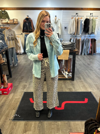 Leopard Drawstring Pant