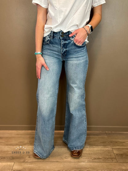 High Waisted Vintage Wide Leg