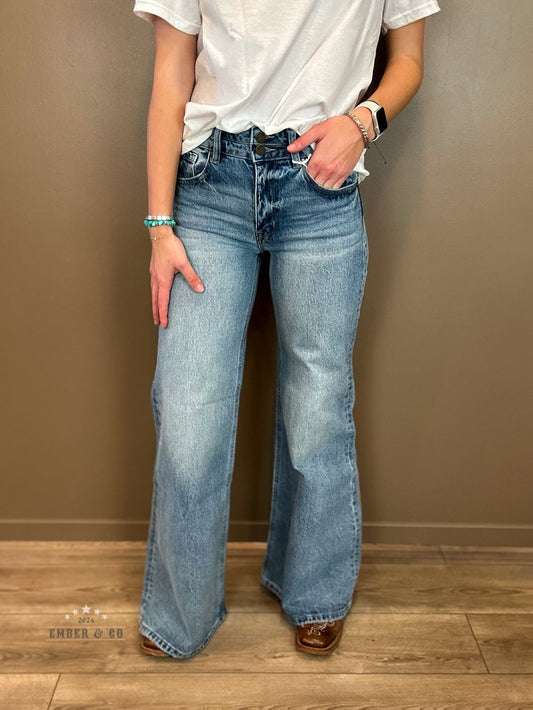 High Waisted Vintage Wide Leg