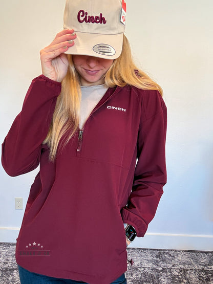 Burgundy 1/4 Zip Cinch Pullover