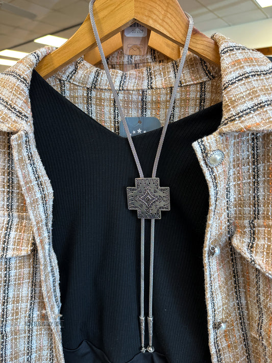 Native Cross Bolo Necklace