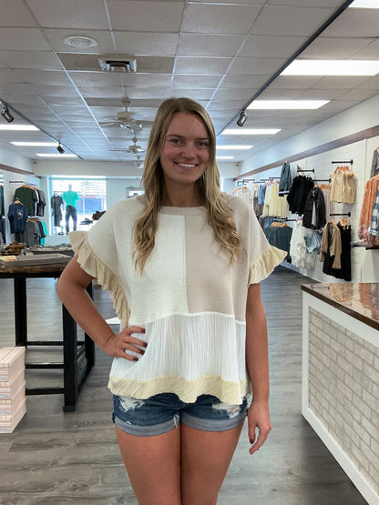 Patchwork Ruffle Top - 2 Colors