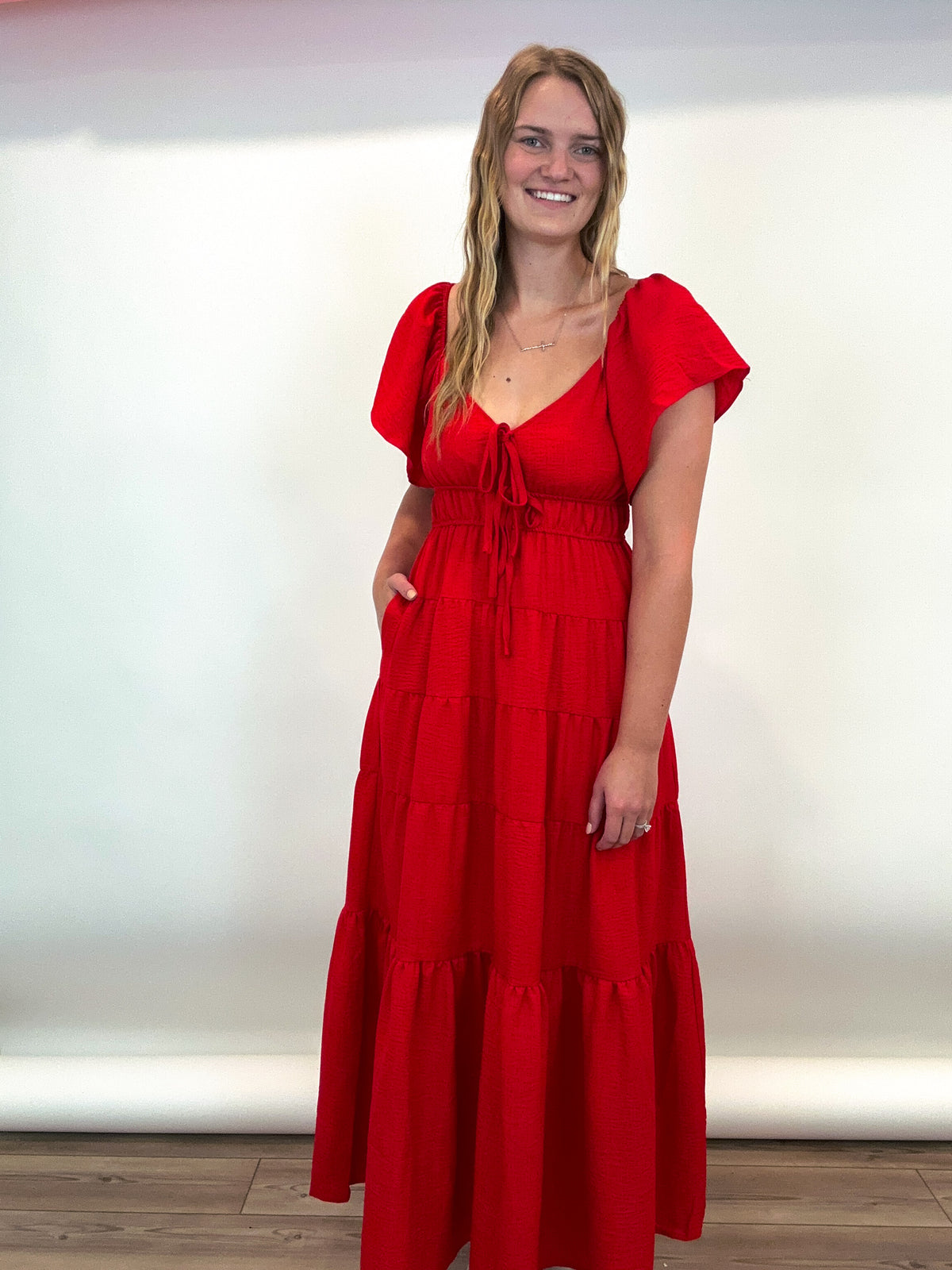 Tiered Skirt Dress - RED