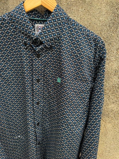 Men's Cinch Floral Black LS Button-Up