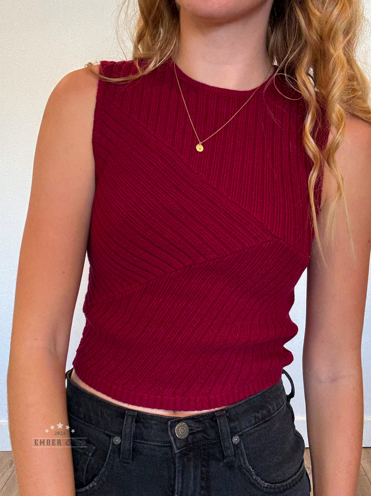 Holly Knit Tank - BURGUNDY