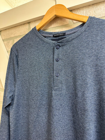 Blue Men's Long Sleeve Henley