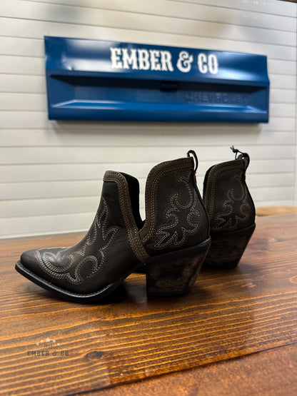 Dark Leather Stitched Boots