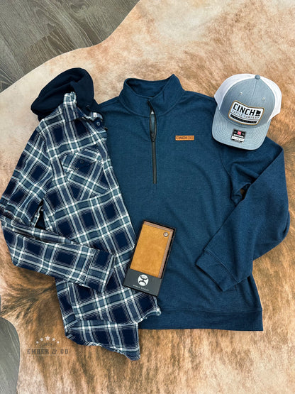 Men's Navy Half-Zip Cinch Pullover
