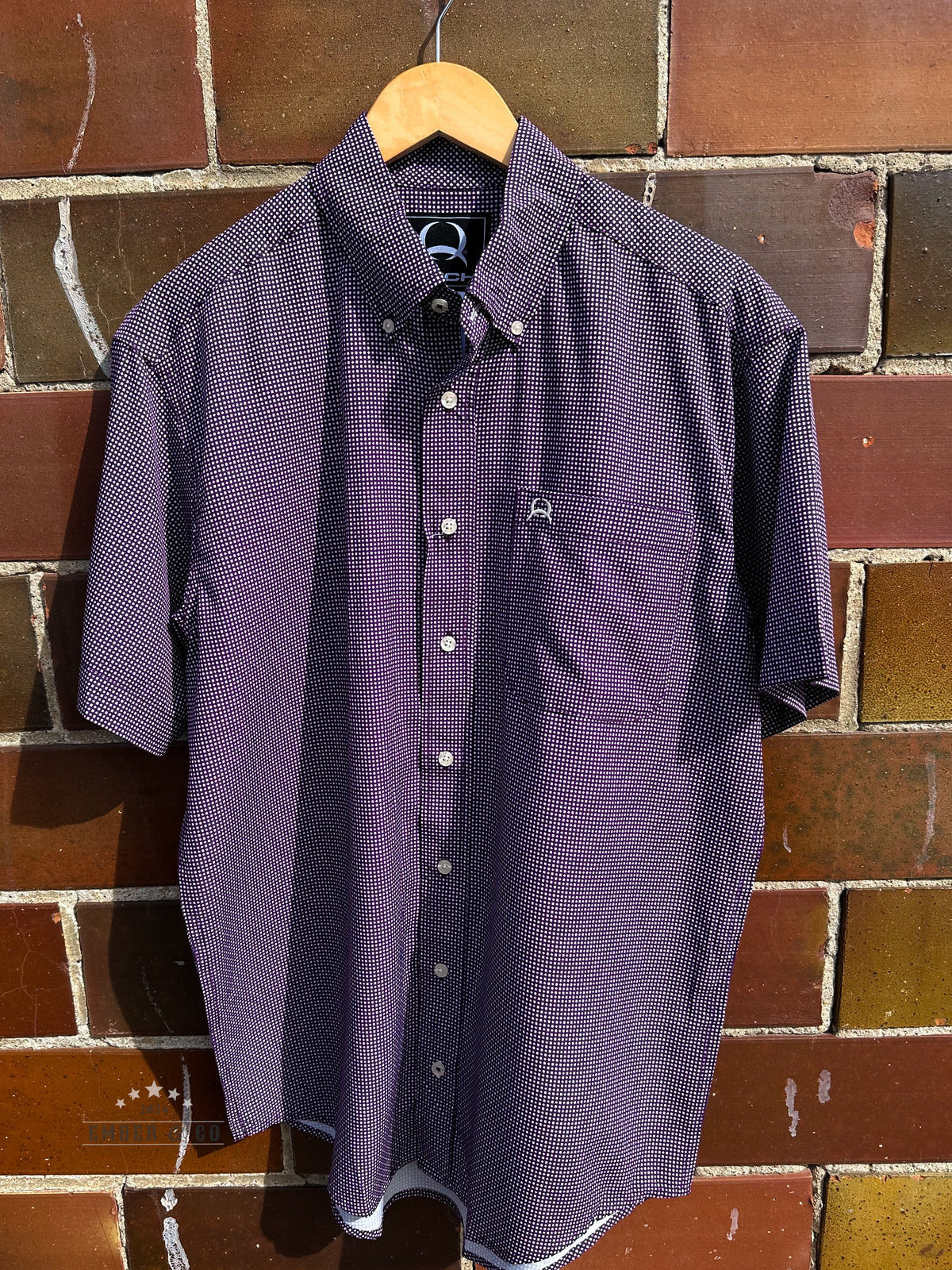 Men's Cinch Purple Short Sleeve Button