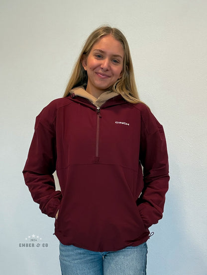 Burgundy 1/4 Zip Cinch Pullover