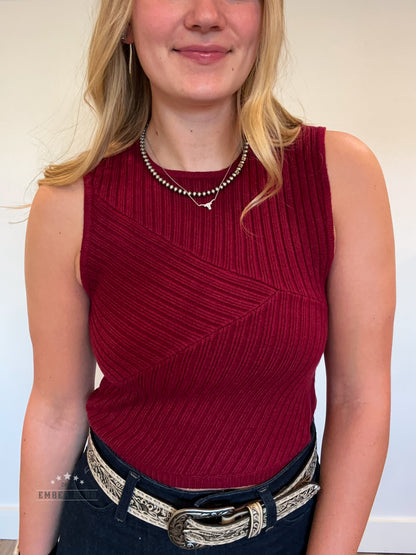 Holly Knit Tank - BURGUNDY