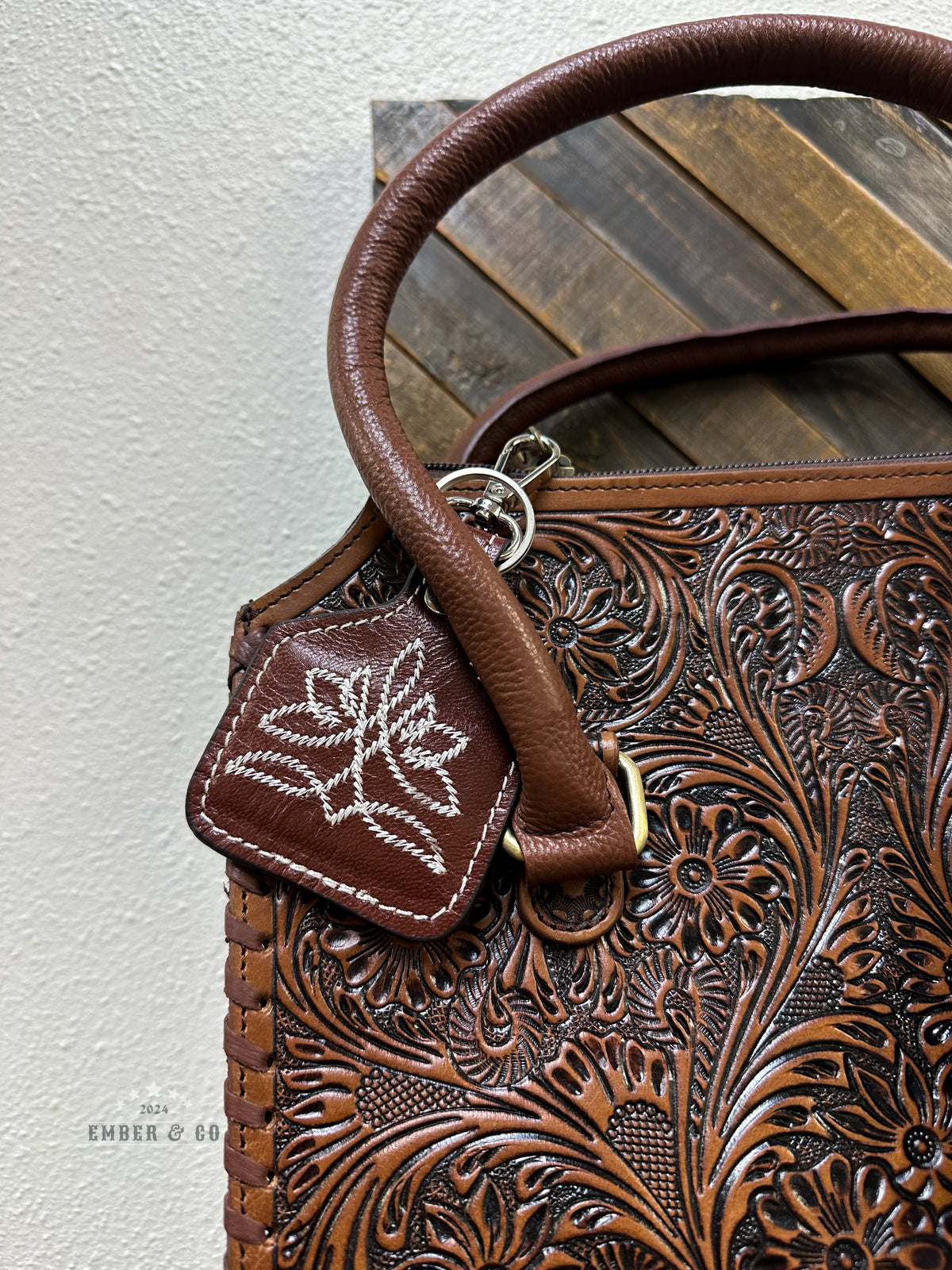 Boot Stitch Leather Keychain